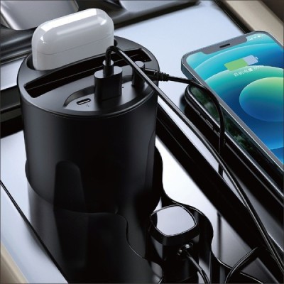 „Fast“ Wireless Charging 4 in 1 автомобильное зарядное устройство/держатель для телефона черного цвета (15W) | Vacins.lv
