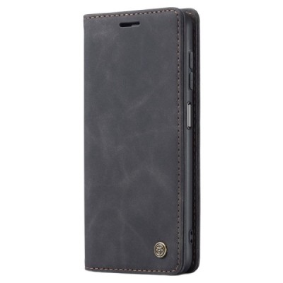 Samsung Galaxy A34 5G (SM-A346E) CaseMe Retro solīds atvēramais ādas melns maciņš - maks | Vacins.lv