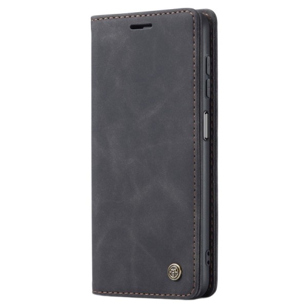 „CaseMe“ Retro solīds atvēramais ādas maciņš - melns (Galaxy A34 5G)