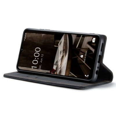 Samsung Galaxy A34 5G (SM-A346E) CaseMe Retro solīds atvēramais ādas melns maciņš - maks | Vacins.lv