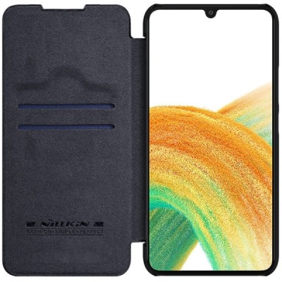 Greznais „Nillkin“ Qin sērijas ādas atvērams melns Samsung Galaxy A34 5G (SM-A346E) | Vacins.lv