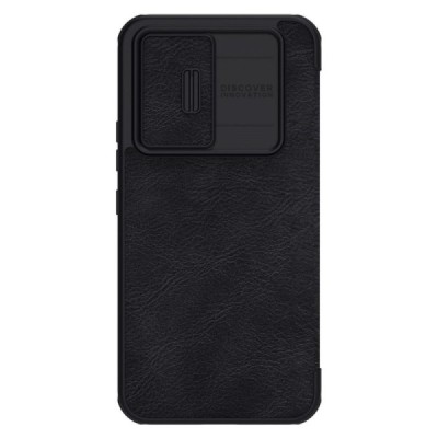 Samsung Galaxy A54 (SM-A546B) роскошный серии Nillkin Qin Pro кожаный чехол-книжка - чёрный | Vacins.lv
