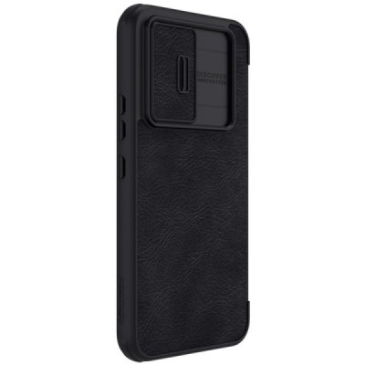 Samsung Galaxy A54 (SM-A546B) роскошный серии Nillkin Qin Pro кожаный чехол-книжка - чёрный | Vacins.lv