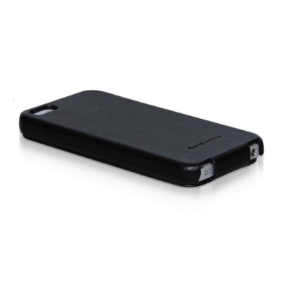 Greznais „HOCO“ Duke sērijas ādas atvērams melns Apple iPhone 5S futrālis / Vacins.lv