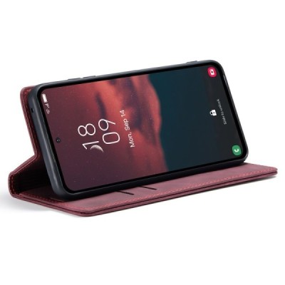 Samsung Galaxy A54 (SM-A546B) CaseMe Retro открываемый бордовый кожаный чехол - книжка | Vacins.lv