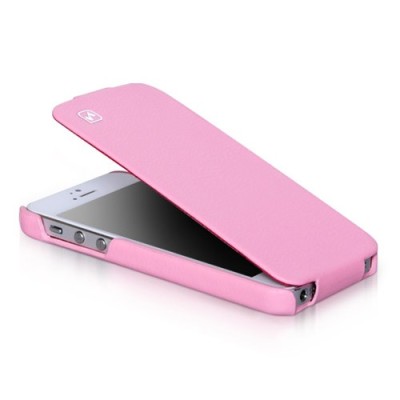 Greznais „HOCO“ Duke sērijas ādas atvērams rozs Apple iPhone 5S futrālis / Vacins.lv
