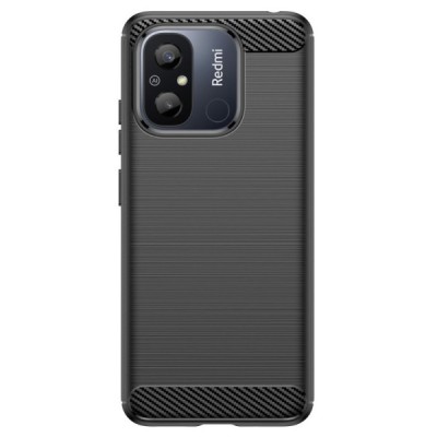 Xiaomi Redmi 12C „Carbon“ cieta silikona (TPU) melns vāciņš | Vacins.lv