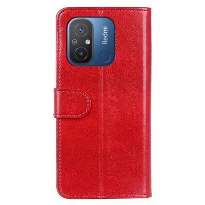 Xiaomi Redmi 12C (11A) atvēramais ādas sarkans maciņš (maks) | Vacins.lv