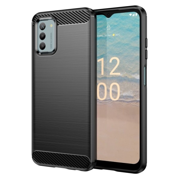 Твердый силиконовый чехол (TPU) „Carbon“ - чёрный (Nokia G22)
