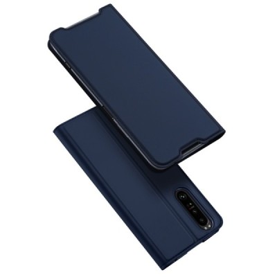 Sony Xperia 1 IV „Dux Ducis“ Skin sērijas zils ādas atvērams maciņš | Vacins.lv