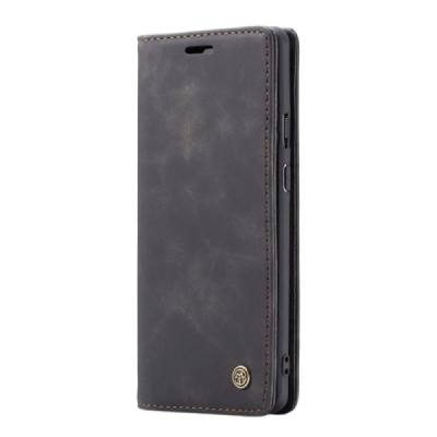 OnePlus 7 Pro CaseMe Retro solīds atvēramais ādas melns maciņš - maks | Vacins.lv