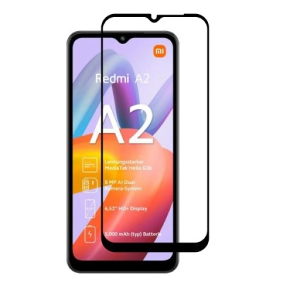 Xiaomi Redmi A2 (A1, A2+, A1+) Rurihai Tempered Glass melns ekrāna aizsargstikls | Vacins.lv