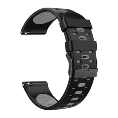 Bi-color viedā pulksteņa (Samsung Galaxy Watch 3, Gear S3, Watch GT) cietā silikona (TPU) siksniņa - melns | Vacins.lv