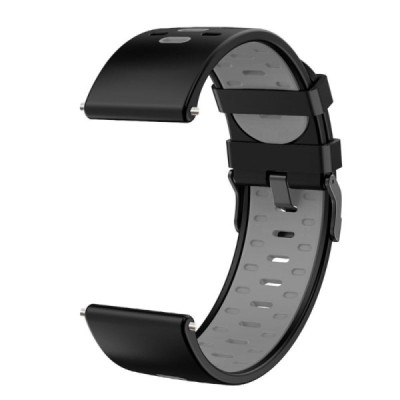 Bi-color viedā pulksteņa (Samsung Galaxy Watch 3, Gear S3, Watch GT) cietā silikona (TPU) siksniņa - melns | Vacins.lv
