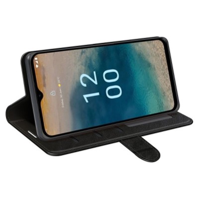 Nokia G22 открываемый чёрный кожаный чехол - книжка | Vacins.lv