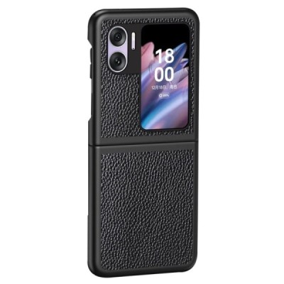 Oppo Find N2 Flip Deluxe Leather черный кожаный чехол | Vacins.lv
