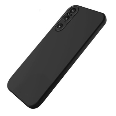 Sony Xperia 1 V „Shell“ cieta silikona (TPU) melns apvalks | vacins.lv