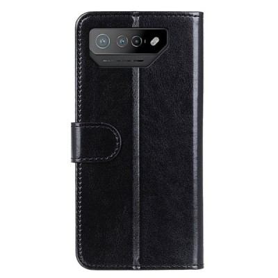 Asus Rog Phone 7 (Rog Phone 7 Ultimate) atvēramais ādas melns maciņš (maks) | Vacins.lv
