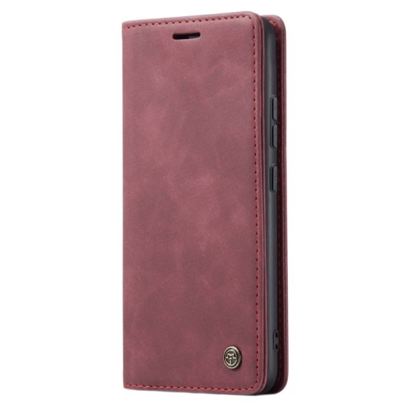 „CaseMe“ Retro solīds atvēramais ādas maciņš - bordo (Redmi 12C / 11A)