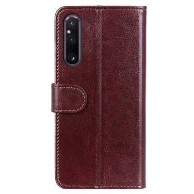 Sony Xperia 1 V открываемый коричневый кожаный чехол - книжка | Vacins.lv