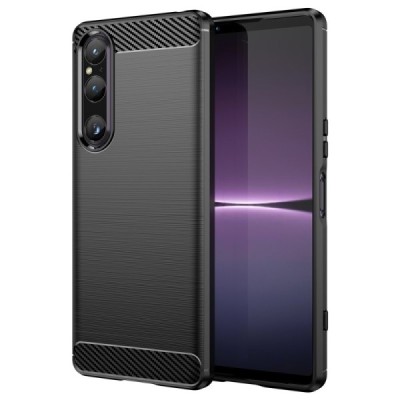 Sony Xperia 1 V „Carbon“ cieta silikona (TPU) melns vāciņš | Vacins.lv