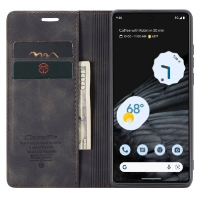 Google Pixel 7 CaseMe Retro открываемый чёрный кожаный чехол - книжка | Vacins.lv