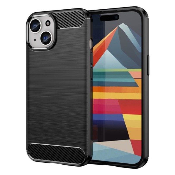 Твердый силиконовый чехол „Carbon“ (TPU) - чёрный (iPhone 15)