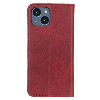 Apple iPhone 15 „Split“ красный кожаный чехол-книжка | Vacins.lv