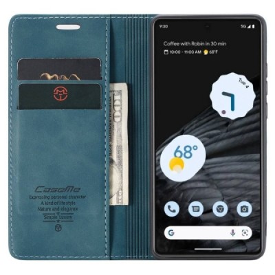 Google Pixel 7 CaseMe Retro открываемый зелёный кожаный чехол - книжка | Vacins.lv