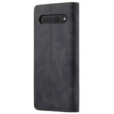 Google Pixel 7 Pro CaseMe Retro solīds atvēramais ādas melns maciņš - maks | Vacins.lv