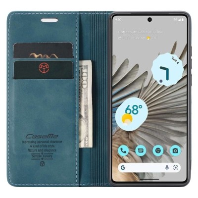 Google Pixel 7 Pro CaseMe Retro открываемый зелёный кожаный чехол - книжка | Vacins.lv
