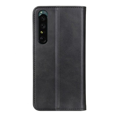 Sony Xperia 1 V „Split“ чёрный кожаный чехол-книжка | Vacins.lv