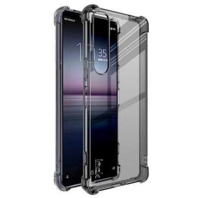 Sony Xperia 1 IV Imak pastiprinātas aizsardzības cieta silikona (TPU) pelēks vāciņš + ekrāna aizsargplēve | Vacins.lv