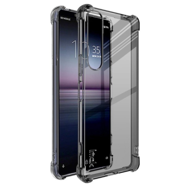„Imak“ pastiprinātas aizsardzības cieta silikona (TPU) apvalks - pelēks + ekrāna aizsargplēve (Xperia 1 IV)