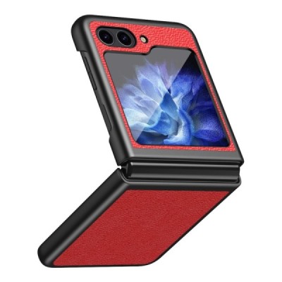 Samsung Galaxy Flip5 5G (SM-F731B) Deluxe Leather кожаный чехол - красный | Vacins.lv