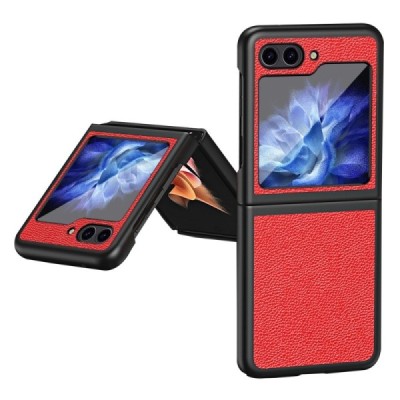 Samsung Galaxy Flip5 5G (SM-F731B) Deluxe Leather кожаный чехол - красный | Vacins.lv