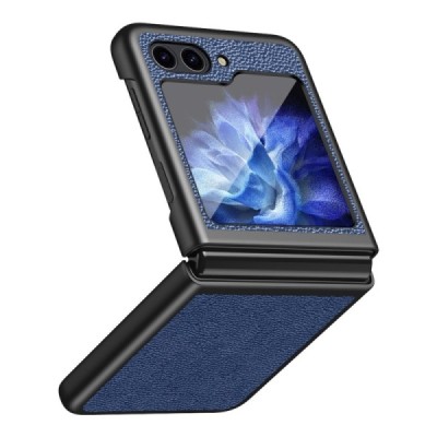 Galaxy Flip5 5G (SM-F731B) Deluxe Leather zils ādas plastika apvalks | Vacins.lv
