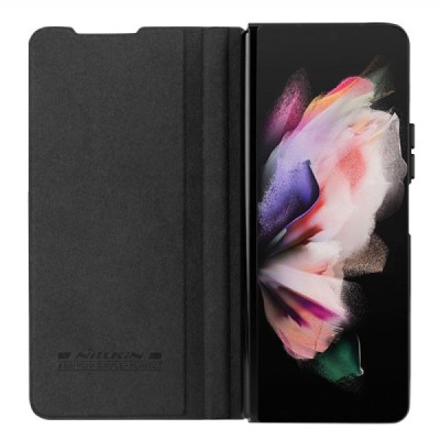 Samsung Galaxy Fold5 5G (SM-F946B) роскошный серии Nillkin Qin Pro кожаный чехол-книжка - чёрный | Vacins.lv