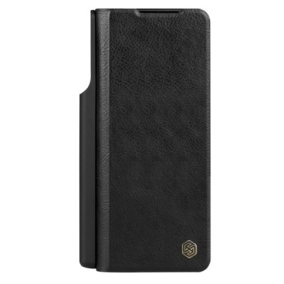 Samsung Galaxy Fold5 5G (SM-F946B) роскошный серии Nillkin Qin Pro кожаный чехол-книжка - чёрный | Vacins.lv