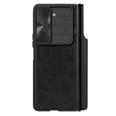 Samsung Galaxy Fold5 5G (SM-F946B) роскошный серии Nillkin Qin Pro кожаный чехол-книжка - чёрный | Vacins.lv