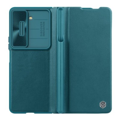 Samsung Galaxy Fold5 5G (SM-F946B) роскошный серии Nillkin Qin Pro кожаный чехол-книжка - зеленый | Vacins.lv