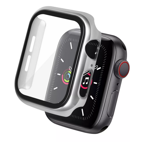 „Fashion“ Tempered Glass ekrāna aizsargstikls ar rāmi - sudrabs (Watch SE 2022 / SE / 6 / 5 / 4)