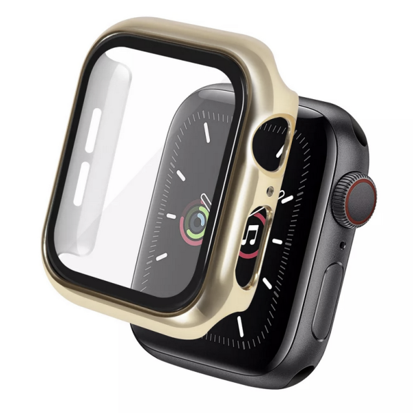 „Fashion“ Tempered Glass ekrāna aizsargstikls ar rāmi - zelta (Watch SE 2022 / SE / 6 / 5 / 4)