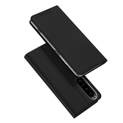 Sony Xperia 1 V „Dux Ducis“ Skin sērijas melns ādas atvērams maciņš | Vacins.lv