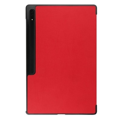 Samsung Galaxy Tab S10 Ultra, S9 Ultra, S8 Ultra красный кожаный чехол-книжка (складной) | Vacins.lv