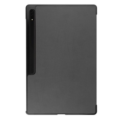 Samsung Galaxy Tab S10 Ultra, S9 Ultra, S8 Ultra серый кожаный чехол-книжка (складной) | Vacins.lv