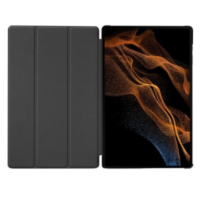 Samsung Galaxy Tab S10 Ultra, S9 Ultra, S8 Ultra серый кожаный чехол-книжка (складной) | Vacins.lv