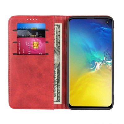 Samsung Galaxy S10e (G970) „Split“ красный кожаный чехол-книжка | Vacins.lv