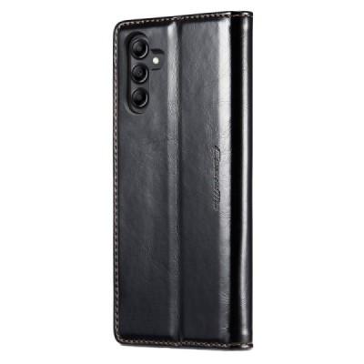 Samsung Galaxy A54 (SM-A546B) „CaseMe“ Leather открываемый чёрный кожаный чехол - книжка | Vacins.lv