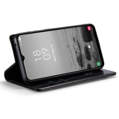 Samsung Galaxy A54 (SM-A546B) „CaseMe“ Leather открываемый чёрный кожаный чехол - книжка | Vacins.lv